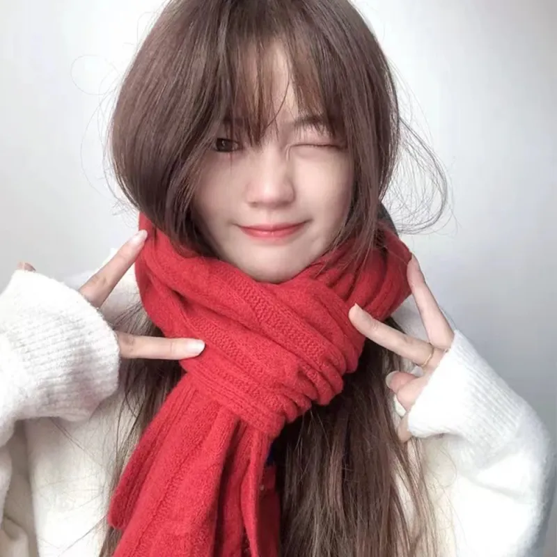 A Good Thing Wool Blend Knit Scarves Unisex White-8