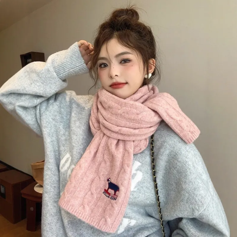 A Good Thing Wool Blend Knit Scarves Unisex White-13
