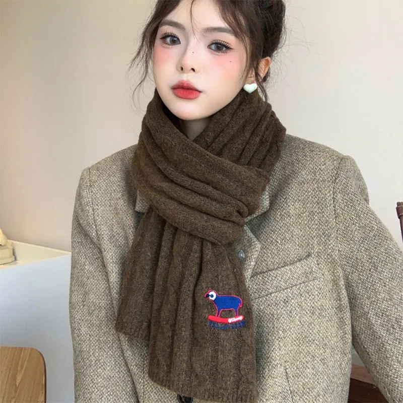 A Good Thing Wool Blend Knit Scarves Unisex White-18