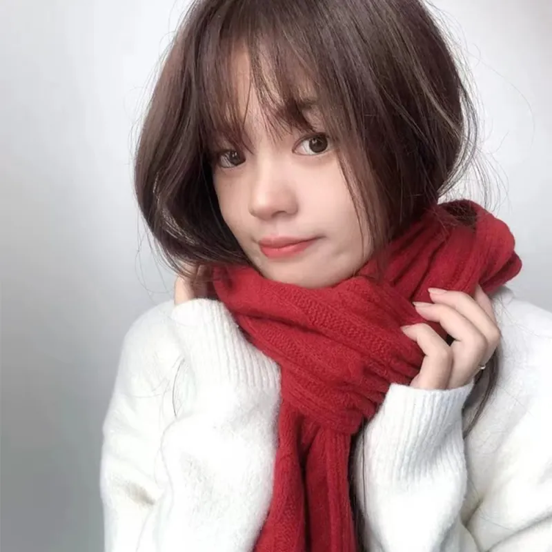 A Good Thing Wool Blend Knit Scarves Unisex White-5