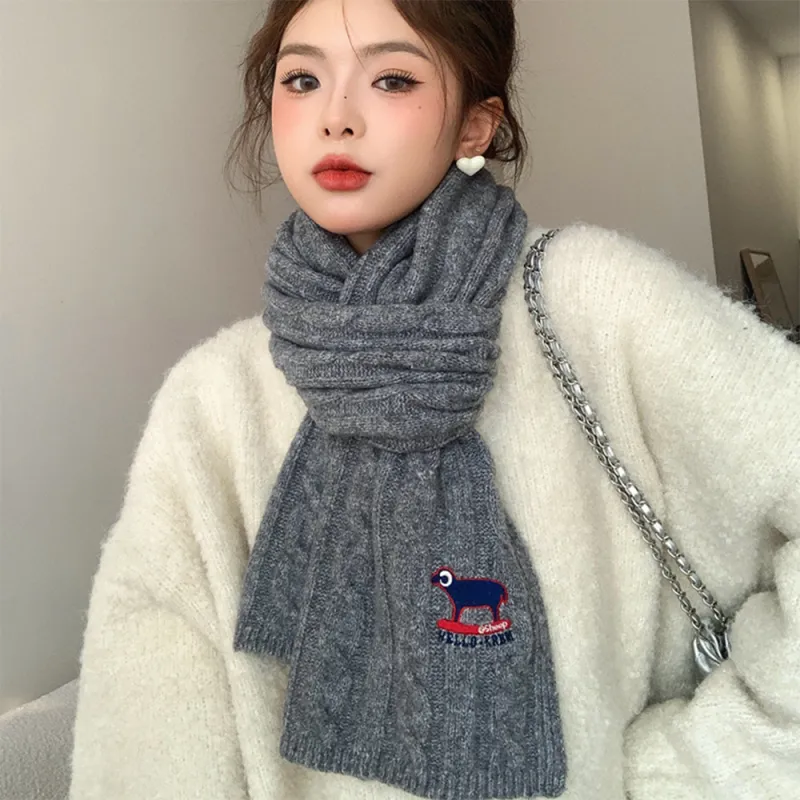 A Good Thing Wool Blend Knit Scarves Unisex White-16
