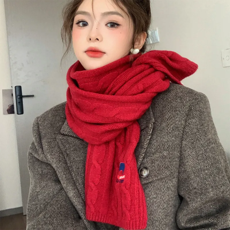 A Good Thing Wool Blend Knit Scarves Unisex White-3