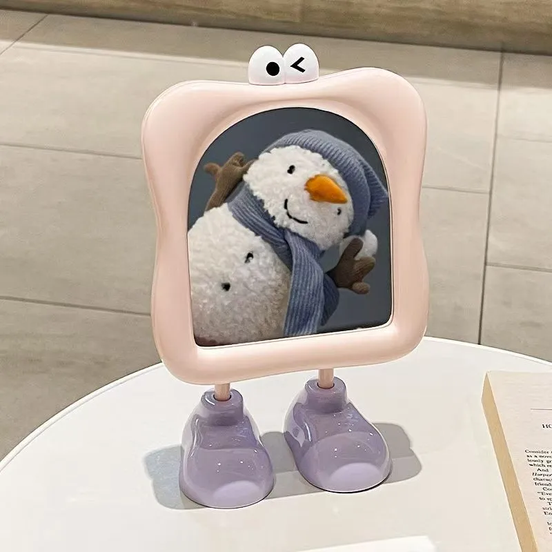 Jingda Cartoon Big Foot Desktop Portable Single Sided Eyes Make Up Mirrors Grooming-5
