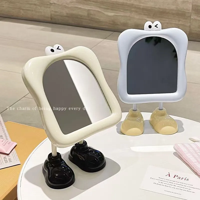 Jingda Cartoon Big Foot Desktop Portable Single Sided Eyes Make Up Mirrors Grooming-10