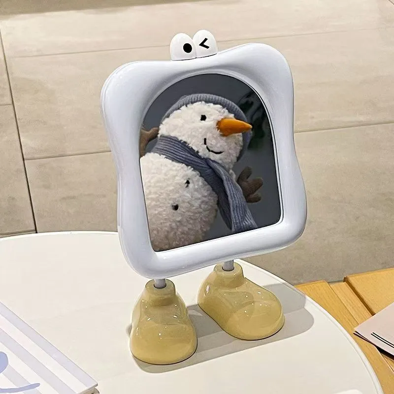 Jingda Cartoon Big Foot Desktop Portable Single Sided Eyes Make Up Mirrors Grooming-8