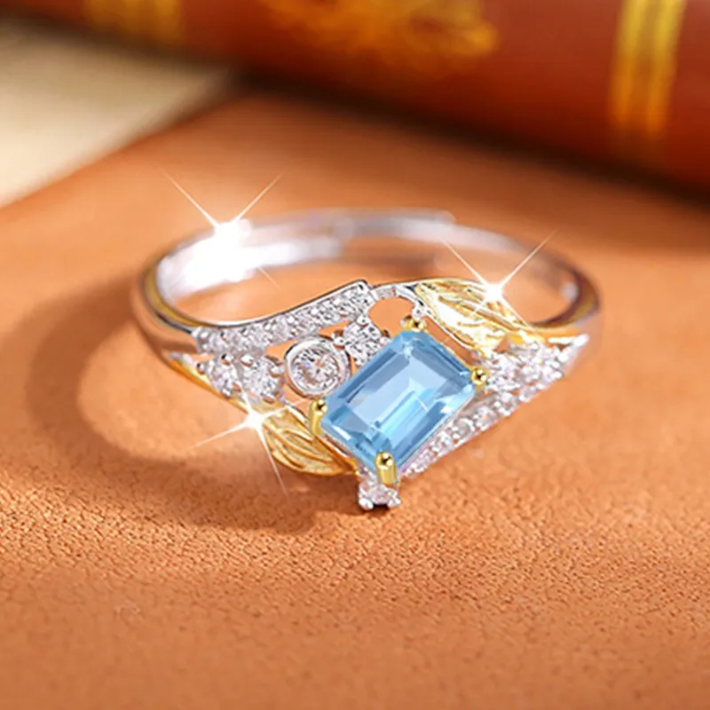 MSMH 925 Sterling Silver With Topaz And Zircon Rings Women's Silver-3
