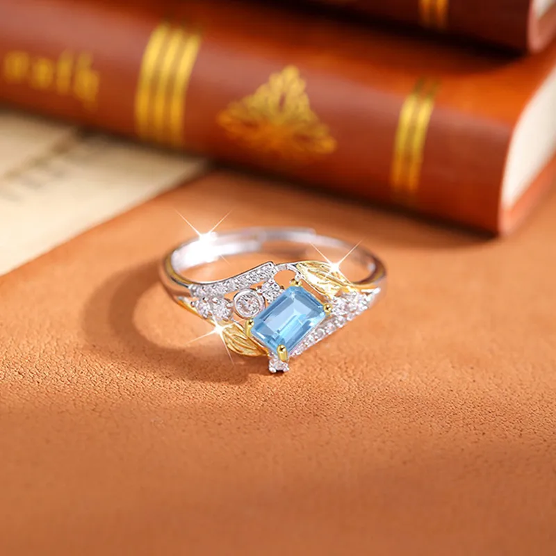 MSMH 925 Sterling Silver With Topaz And Zircon Rings Women's Silver-2