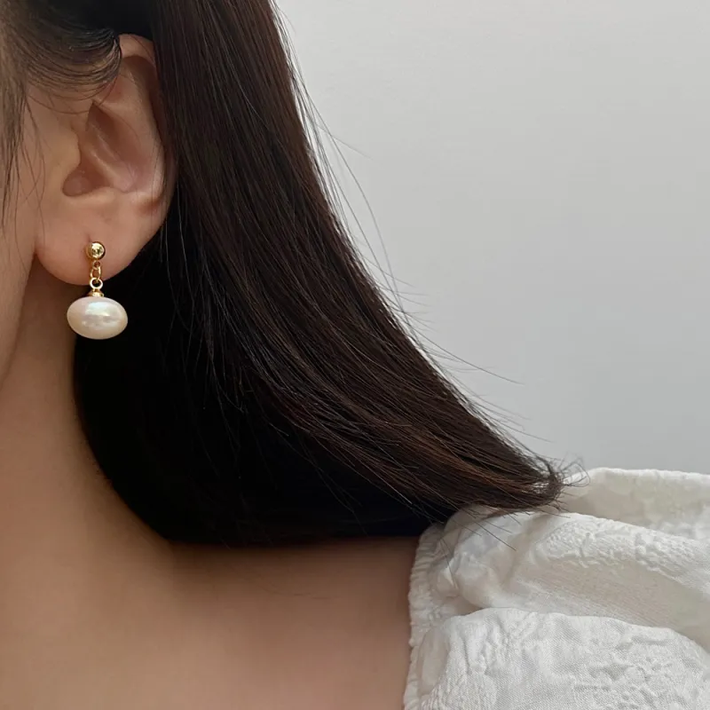 Zhongzang Gold Plated Copper Faux Pearl Earrings Unisex-1
