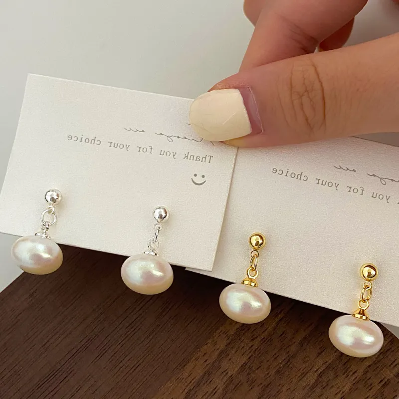 Zhongzang Gold Plated Copper Faux Pearl Earrings Unisex-4