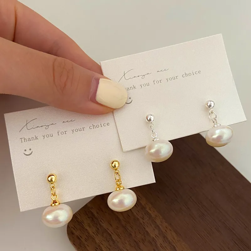 Zhongzang Gold Plated Copper Faux Pearl Earrings Unisex-5
