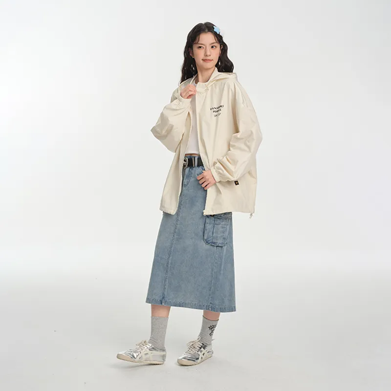 DANGEROUSPEOPLE Denim Long Skirts Unisex Blue-4