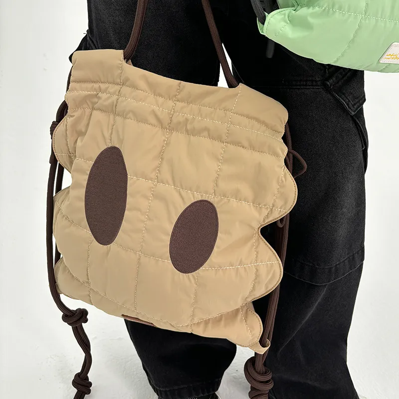DANGEROUSPEOPLE Fabric Backpack Regular Unisex Green/Pink/Brown-11