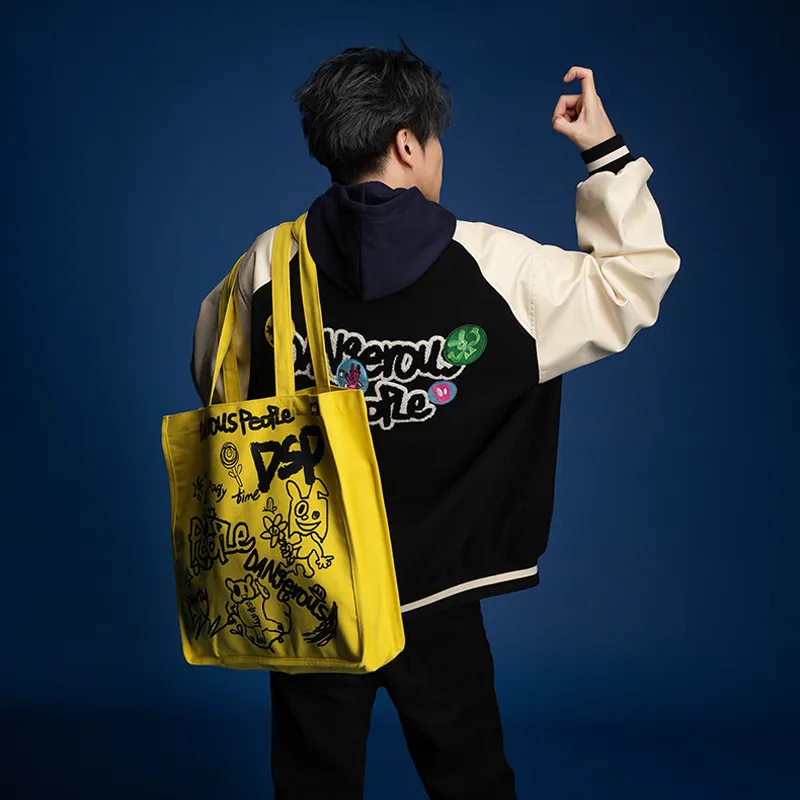 DANGEROUSPEOPLE Fabric Handbag, Shoulder Bag Regular Unisex Yellow/Green-2