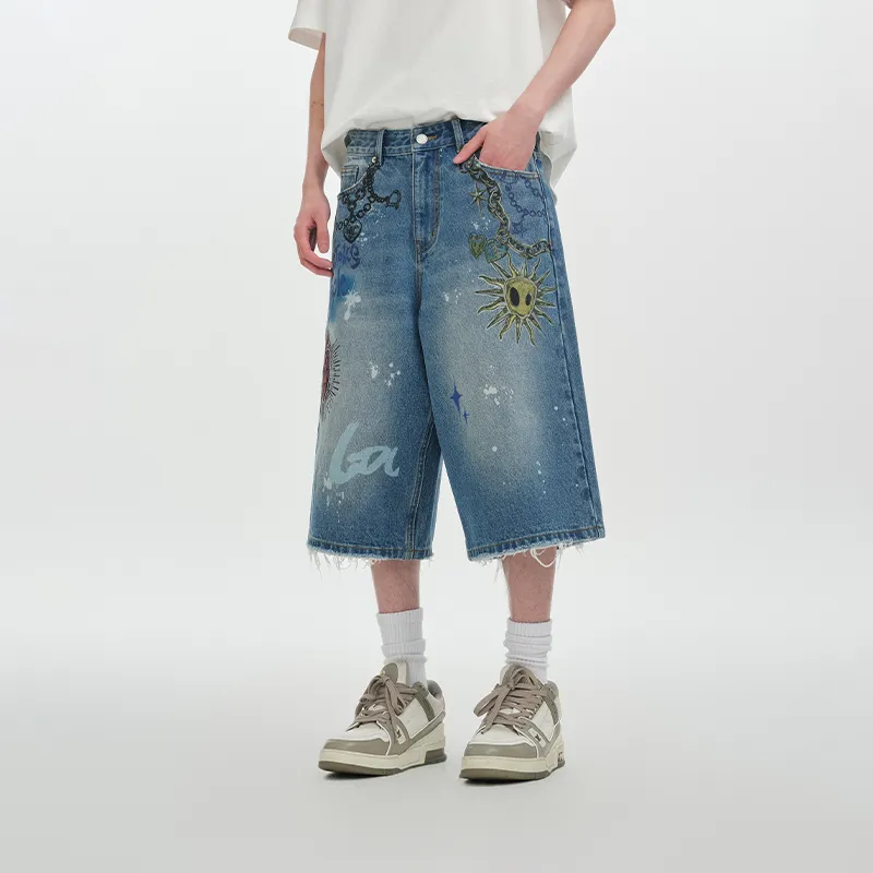 DANGEROUSPEOPLE Denim Shorts Unisex Blue-3