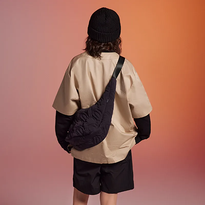 DANGEROUSPEOPLE Cotton Croissant Bag, Sling Bag, Shoulder Bag, Crossbody Bag Medium Size Unisex Black-2