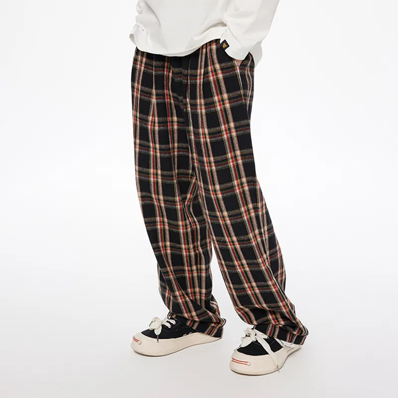 DANGEROUSPEOPLE Casual Pants Unisex Black Base Plaid-2