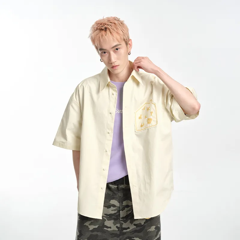 DANGEROUSPEOPLE Shirts Unisex Beige Yellow-3