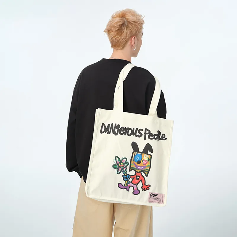 DANGEROUSPEOPLE Fabric Shoulder Bag Regular Unisex White-10