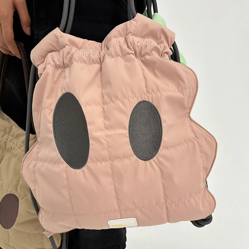 DANGEROUSPEOPLE Fabric Backpack Regular Unisex Green/Pink/Brown-7