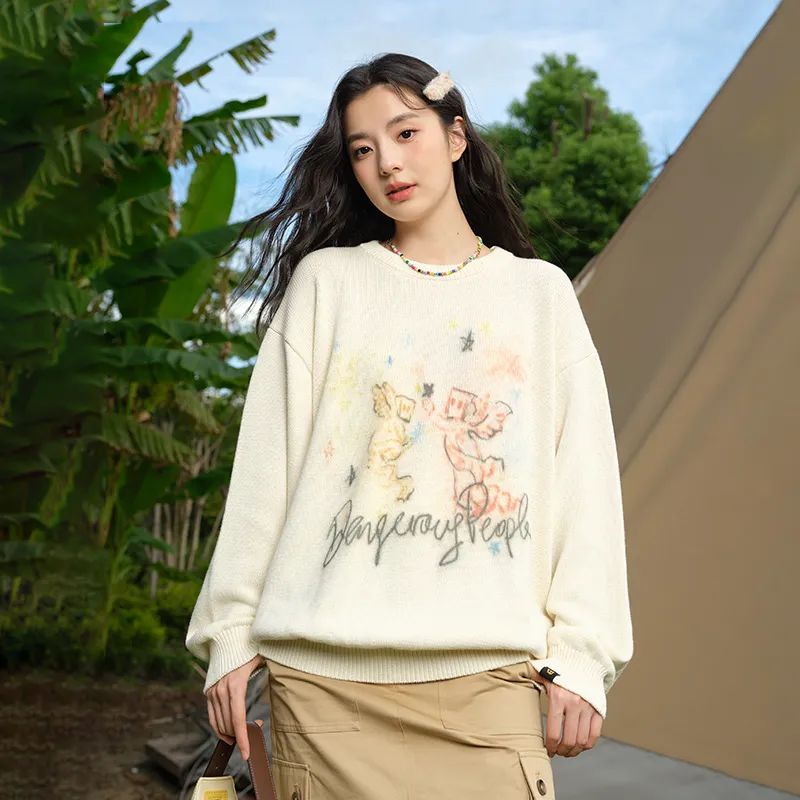 DANGEROUSPEOPLE Sweater Unisex Ecru-3