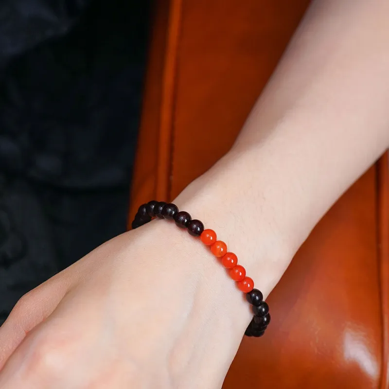 Many Blessings Small Leaf Red Sandalwood Precious Wood Bracelets Unisex-4