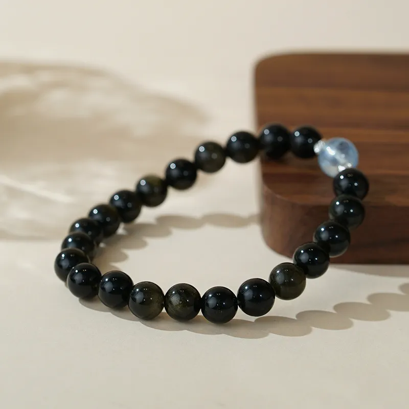 Many Blessings Five Lines Obsidian Bracelets Unisex-3