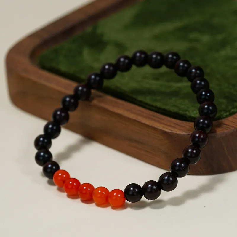 Many Blessings Small Leaf Red Sandalwood Precious Wood Bracelets Unisex-1