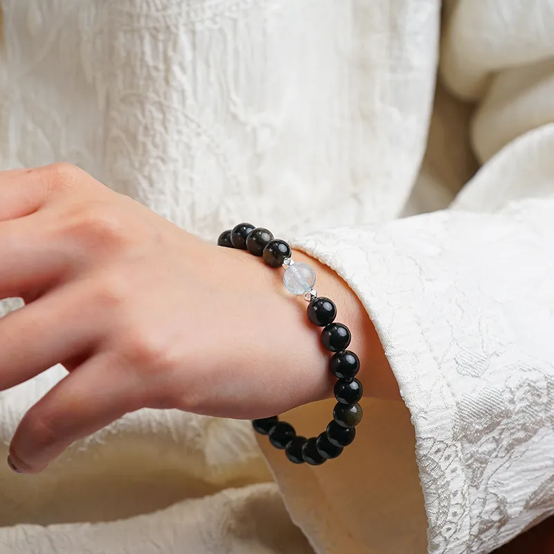 Many Blessings Five Lines Obsidian Bracelets Unisex-1