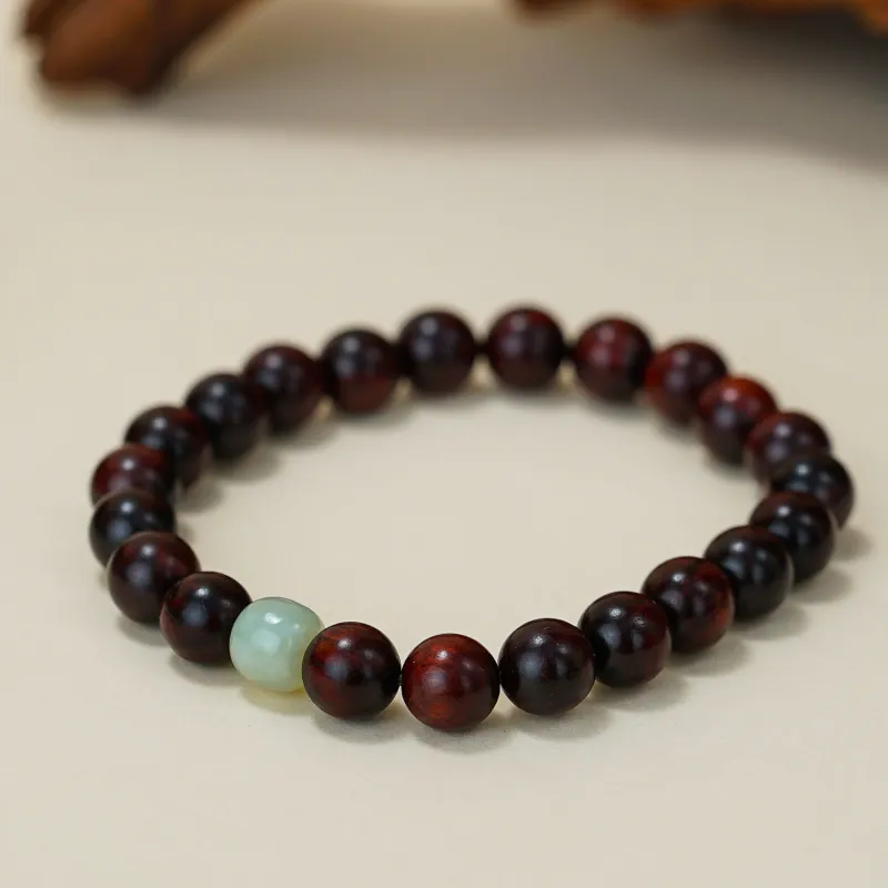 Many Blessings Small Leaf Red Sandalwood Bracelets Unisex-4
