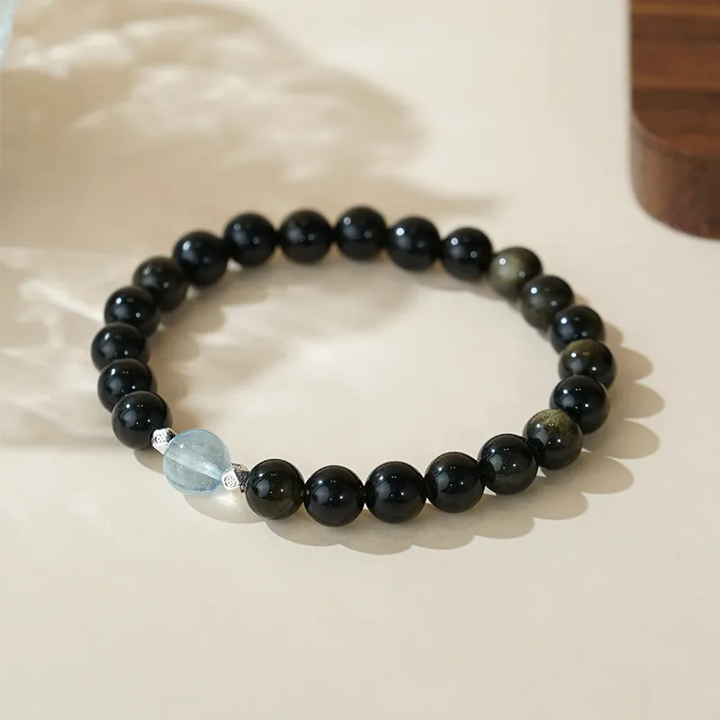 Many Blessings Five Lines Obsidian Bracelets Unisex-5