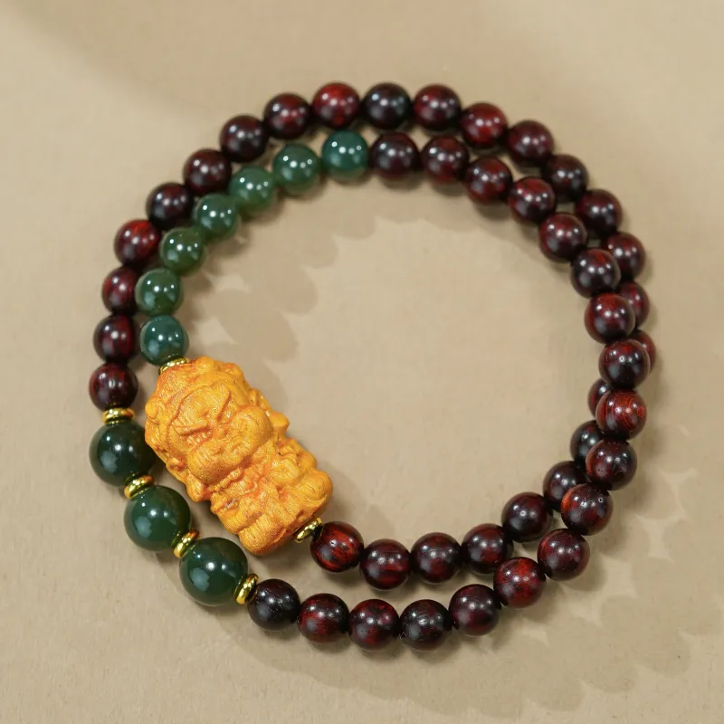 Many Blessings Small Leaf Red Sandalwood Precious Wood Bracelets Unisex-2