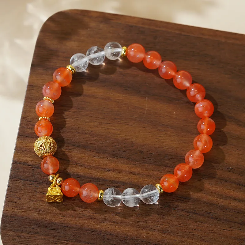 Many Blessings Five Lines South Red Agate Bracelets Unisex-2