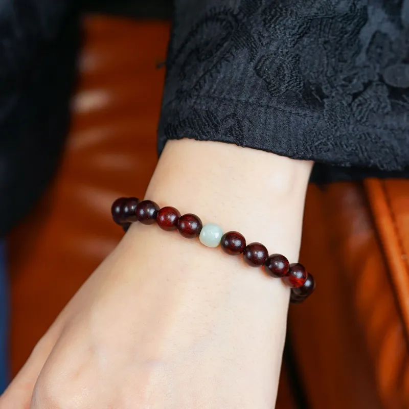 Many Blessings Small Leaf Red Sandalwood Bracelets Unisex-3