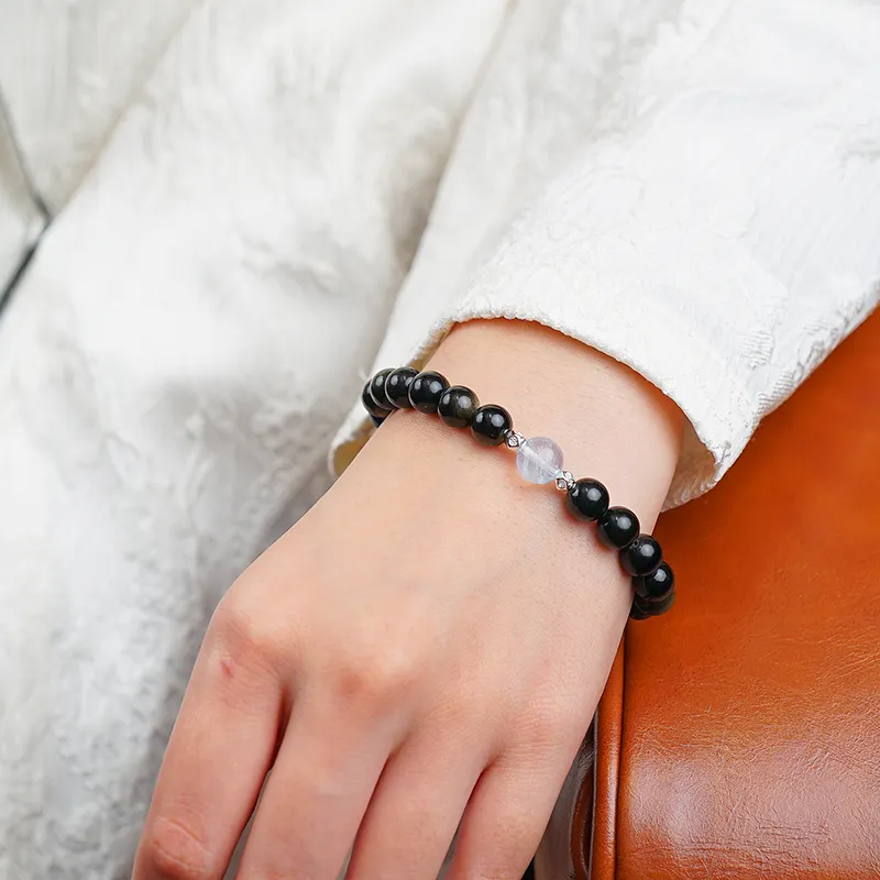 Many Blessings Five Lines Obsidian Bracelets Unisex-2