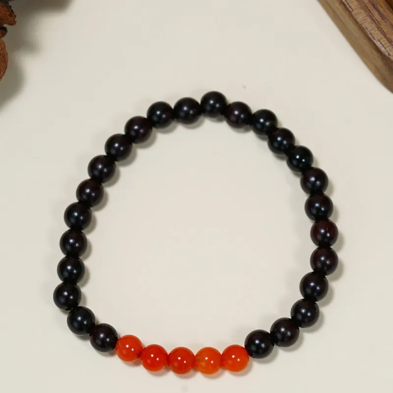Many Blessings Small Leaf Red Sandalwood Precious Wood Bracelets Unisex-3