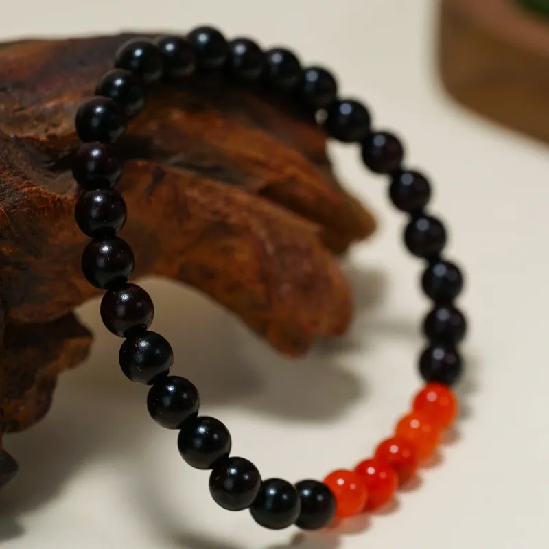 Many Blessings Small Leaf Red Sandalwood Precious Wood Bracelets Unisex-5
