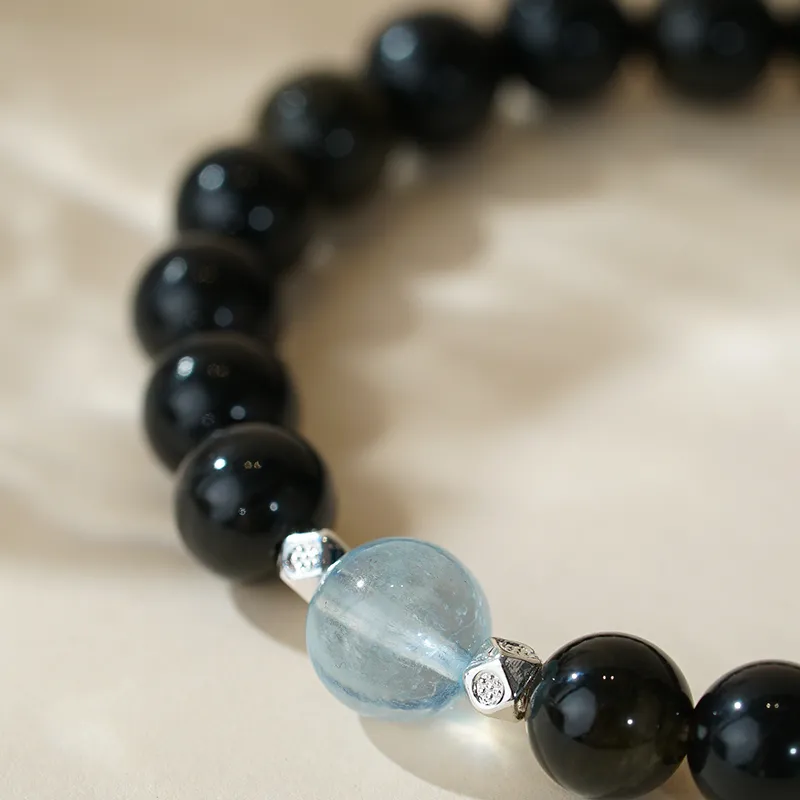 Many Blessings Five Lines Obsidian Bracelets Unisex-4