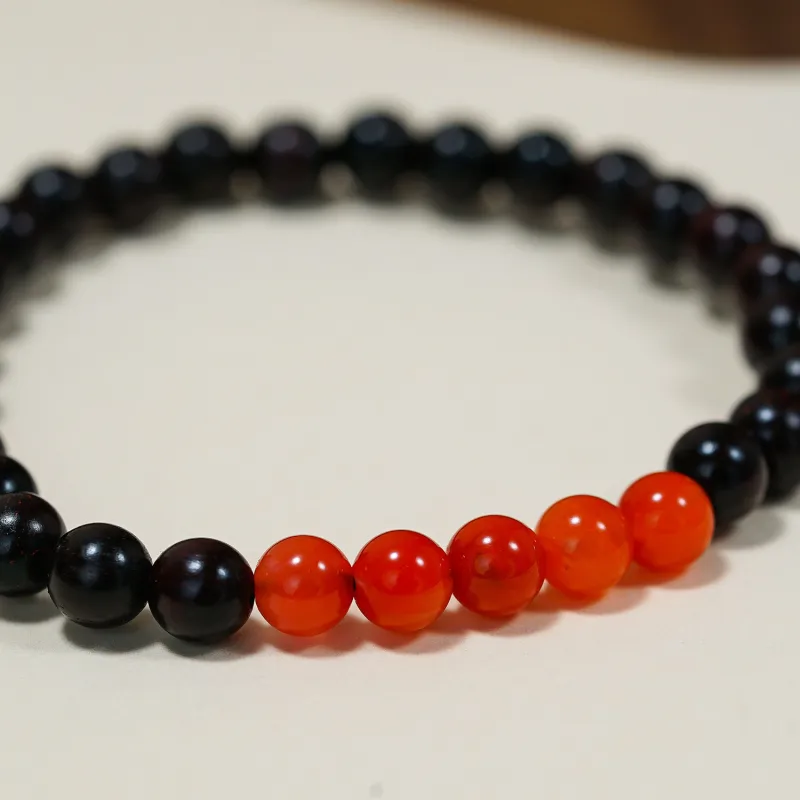 Many Blessings Small Leaf Red Sandalwood Precious Wood Bracelets Unisex-2