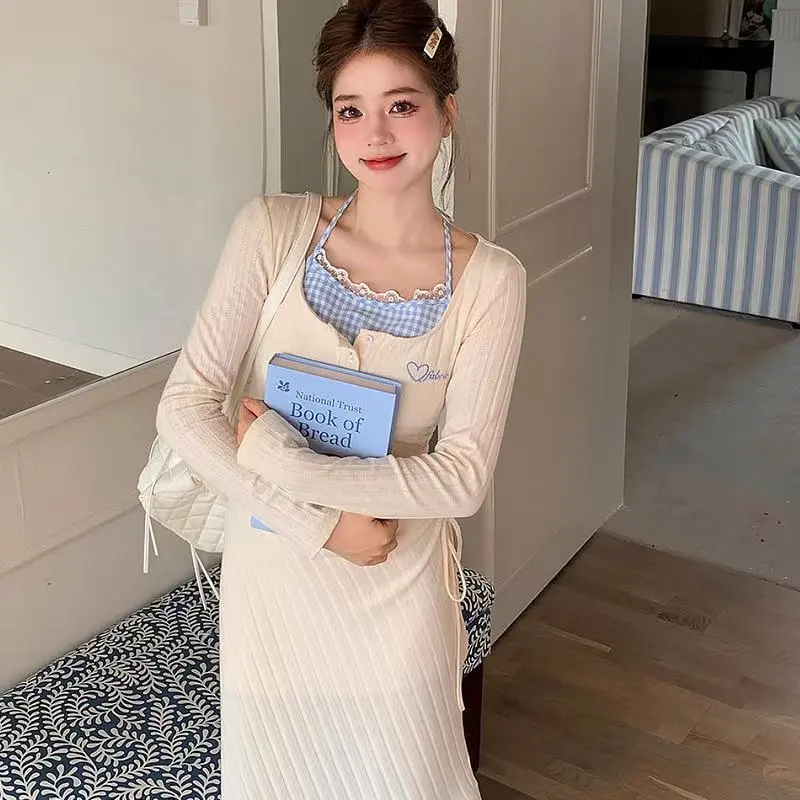 GUOZHEN Long Sleeved Dress Women's-5