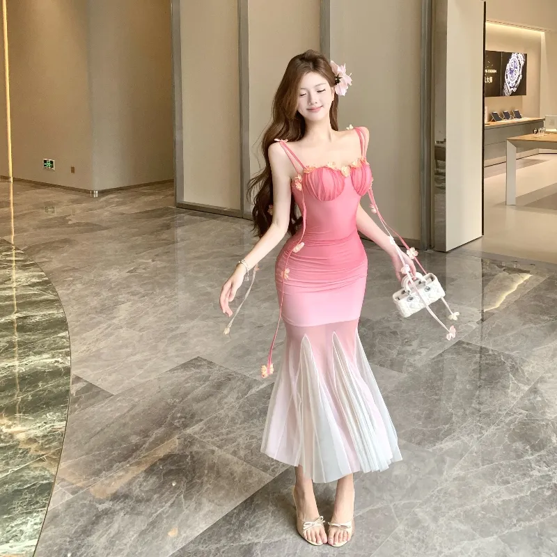 GUOZHEN Slip Dresses Women's Pink-1