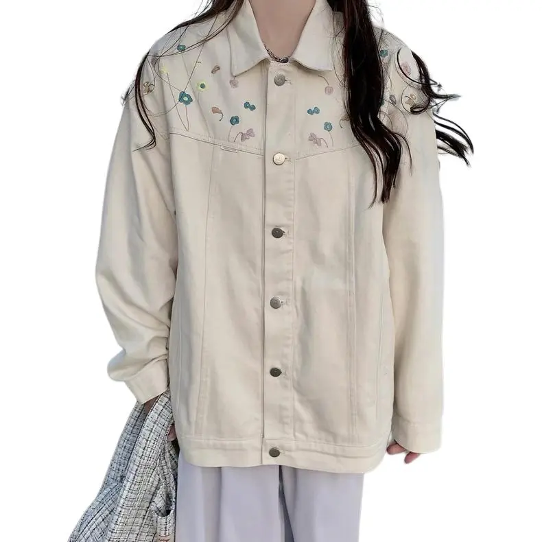 GUOZHEN Denim Jackets Women's Ecru-4