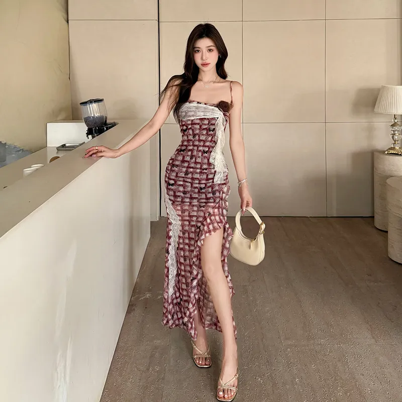 GUOZHEN Slip Dresses Women's Red-3