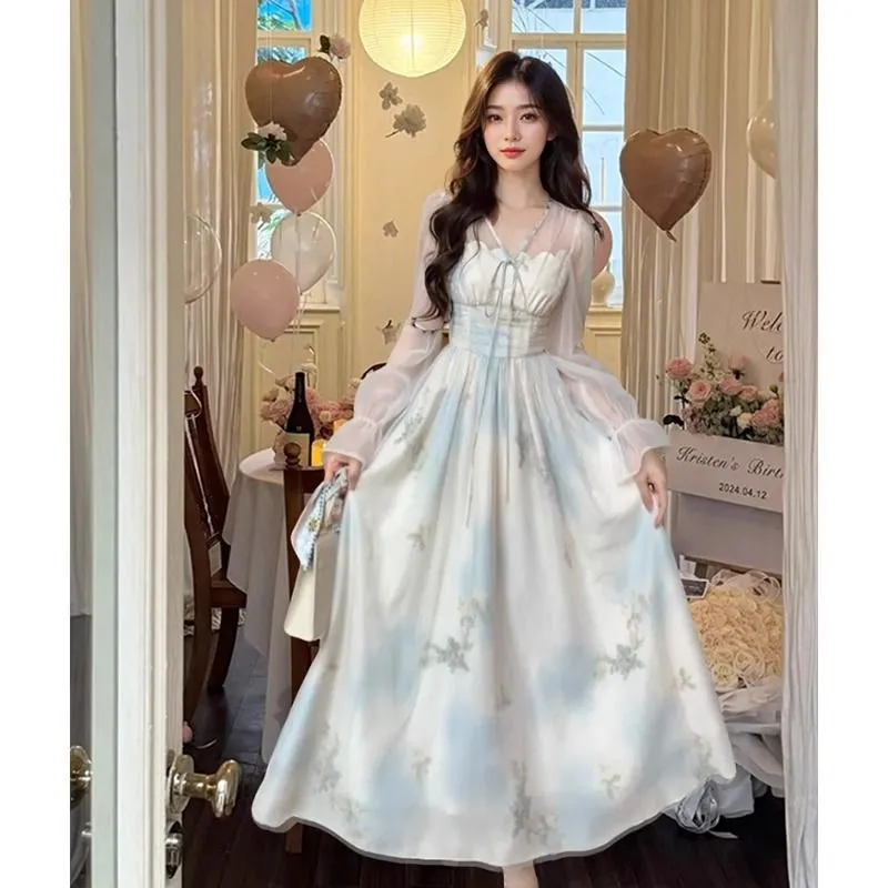 GUOZHEN Long Sleeved Dress Women's-3