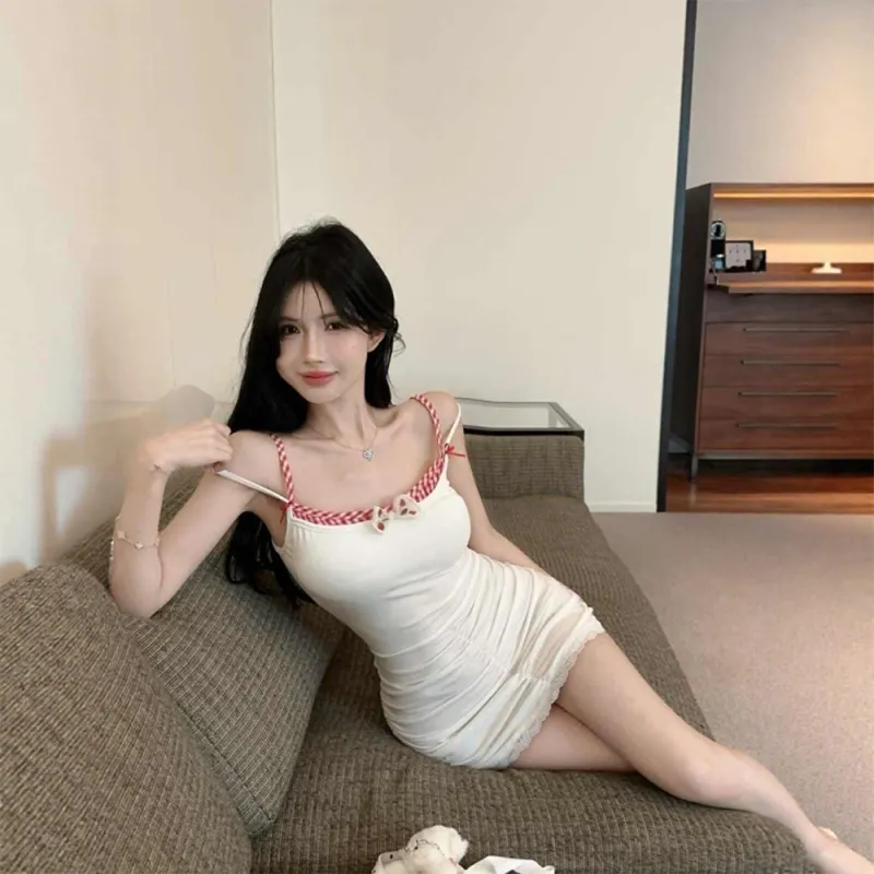 GUOZHEN Slip Dresses Women's White-4