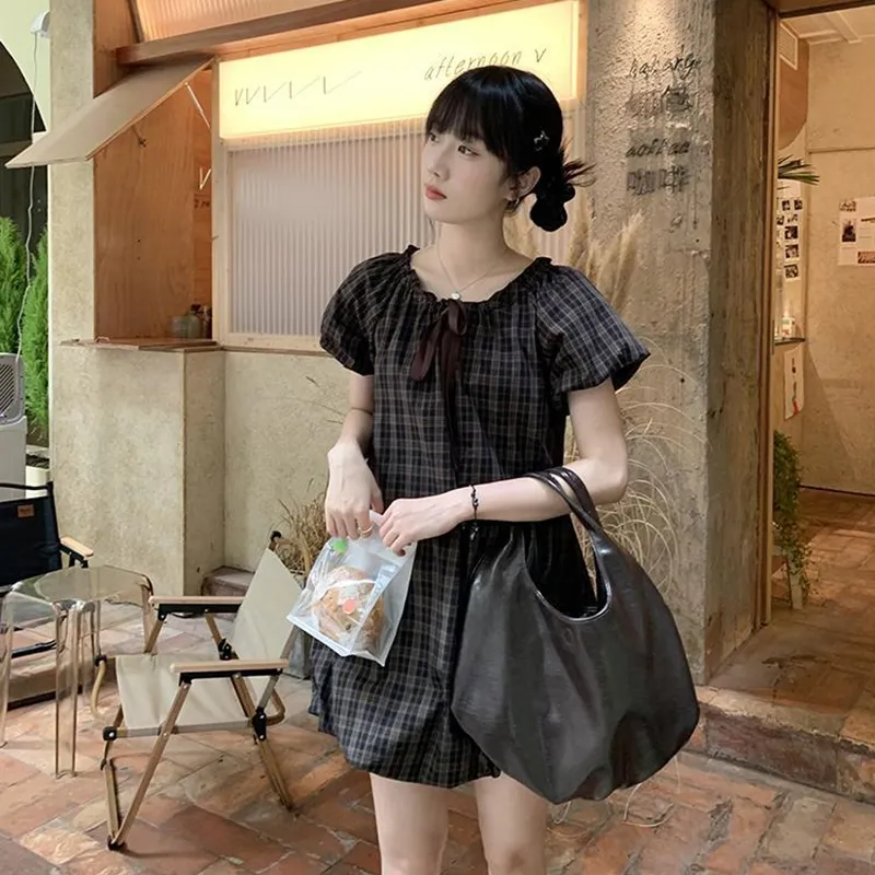 GUOZHEN Short Sleeved Dress Women's-4