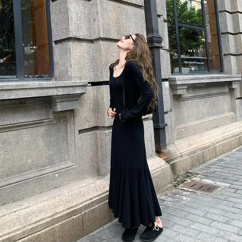 GUOZHEN Long Sleeved Dress Women's-4