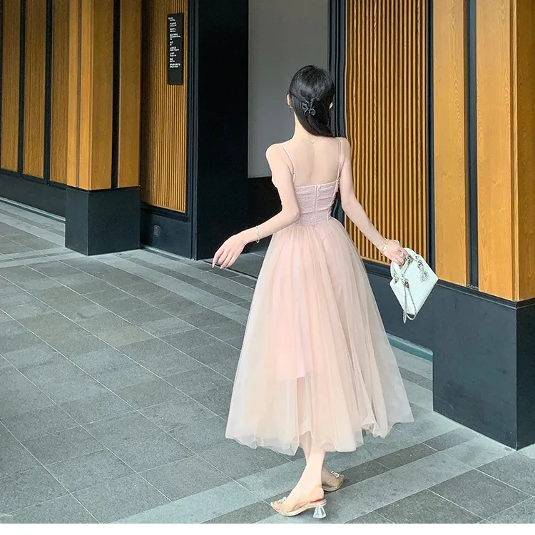 GUOZHEN Slip Dresses Women's Nude Pink-1