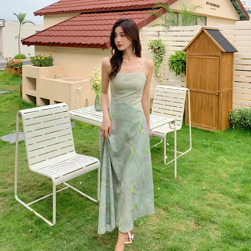 GUOZHEN Slip Dresses Women's Green-5