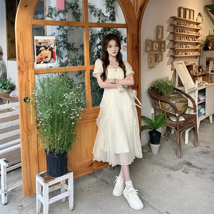 GUOZHEN Short Sleeved Dress Women's-11