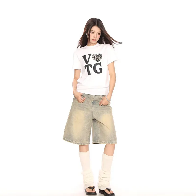 GUOZHEN Drop Shoulder Sleeve T Shirt Women's-11